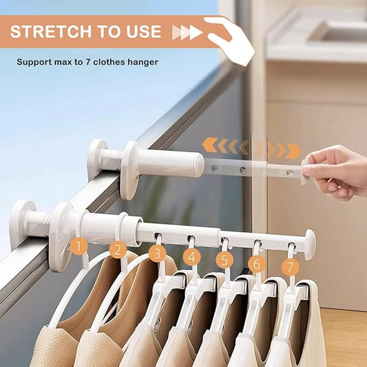 2 Pack Clothes Drying Rack for Travel Retractable Bar Laundry Hanger Portable Collapsible for Student Accommodation, Travel,Car,Suitcase (2)