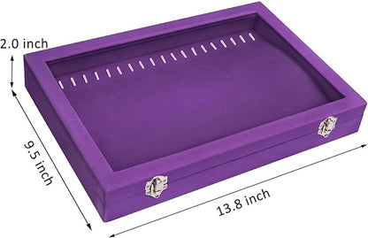 Velvet Necklace Display Jewelry Tray 20 Hook Necklace Tray Necklace Pendant Jewelry Tray for Women and Girls