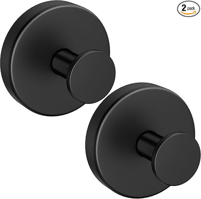 luckin smile Suction Cup Hooks for Shower, No-Drill Removable Towel Hooks for Bathrooms, Suitable for Kitchens, Windows, Glass, Tile, Waterproof & Rustproof Powerful Suction Cup Hook (2, Black)