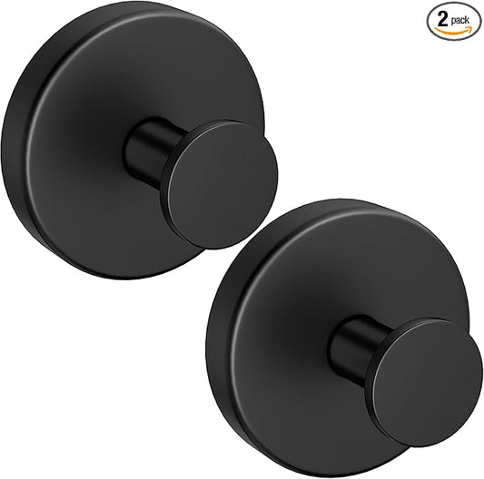 luckin smile Suction Cup Hooks for Shower, No-Drill Removable Towel Hooks for Bathrooms, Suitable for Kitchens, Windows, Glass, Tile, Waterproof & Rustproof Powerful Suction Cup Hook (2, Black)