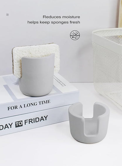 Slow Slog Diatomite Sponge Holder, Quick Dry Stone Sponge Stand for Kitchen Countertop Organizer, Diatomaceous Earth Sponge Stand, Absorbent Sponge Holder, Gray