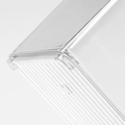 mDesign Tall Modern Stackable Plastic Storage Organizer Bin Basket with Handles for Bathroom Vanity Organization - Shelf, Cubby, Cabinet, or Closet Organizing Decor - Ligne Collection - Clear