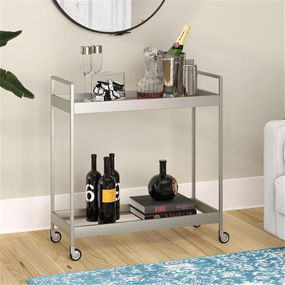 Cooper 33'' Wide Rectangular Bar Cart in Satin Nickel