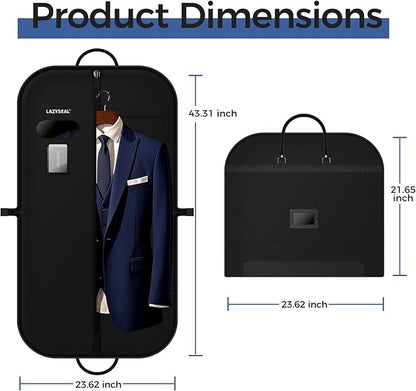 2 Pack 43" Garment Bag for Closet Storage and Travel, Tear-Resistant Waterproof Dustproof, Suit Bag for Hanging Clothes with Zippers and Pocket, Durable 600D Oxford Fabric for Suits, Dresses