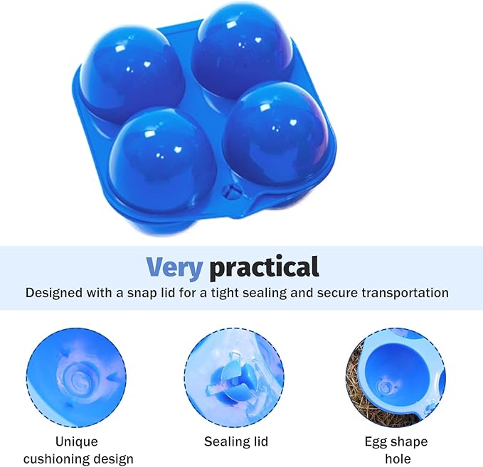 4 Grids Egg Holders, Egg Cartons For Refrigerator, Egg Storage Container, Shockproof Durable Refrigerator Egg Trays, Deviled Egg Tray Carrier with Lid, Egg Organizer Box for Fridge or Camping