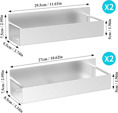 4 Pack Magnetic Spice Storage Rack Organizer for Refrigerator and Oven, Silver Fridge Organizers and Storage