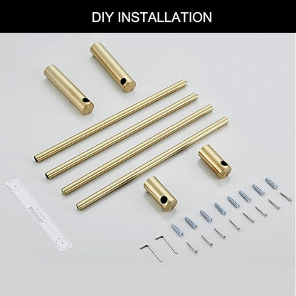 Towel Racks for Bathroom, NEWRAIN 30 inch Double Bath Towel Bar Wall Mounted, Stainless Steel Kitchen Towel Holder, Brushed Gold Towel Rod Towel Rail Hange