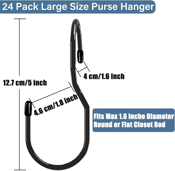 DHYLRICHER 24-Pack Purse Hangers for Closet, Large 5-inch Twist Design Hooks for Bags, Purses, Handbags, Belts, Scarves, Hats