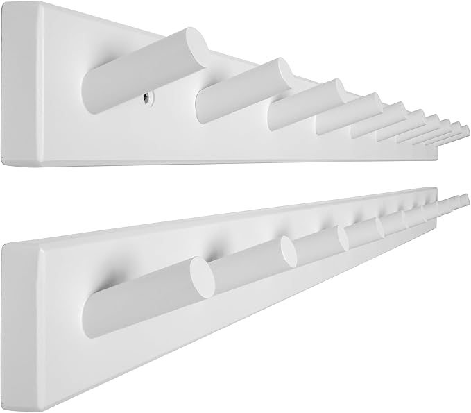 WEBI Coat Rack Wall Mounted,10 Hooks,38" Long Coat Hanger Wall Mount,Peg Rail Hat Hooks for Hanging Caps,Jacket,Clothes,Coats,White,2 Packs