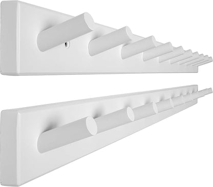 WEBI Coat Rack Wall Mounted,10 Hooks,38" Long Coat Hanger Wall Mount,Peg Rail Hat Hooks for Hanging Caps,Jacket,Clothes,Coats,White,2 Packs