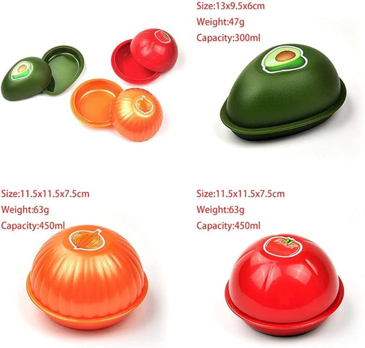 Tiydiygo 6PCS Fresh Food Savers Avocado Lemon Tomatoes Pepper Onion Garlic Shape Crisper Containers,Reuseable Vegetable Fruits Storage Keeper Sealing Box Fresh Bowls for Refrigerators