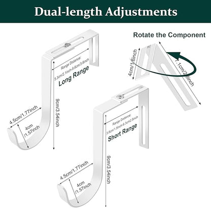Yinsiskyer Adjustable Over The Door Hooks, Premium Metal Hooks for Hanging, Heavy Duty Door Coat Hangers and Towel Door Hangers, Cubicle Hook fits 1 3/8" to 3 1/2" Longer Panels for Wreath,White,5 Pcs