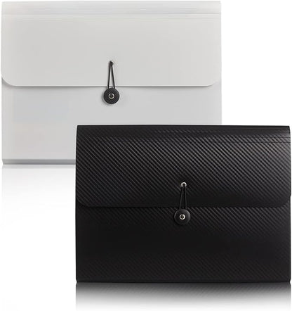 Expanding File Folder with 13 Pockets,Polypropylene, 12.99" x 9.45" x 1.1"for Work, School, Home, Office, Blackwhite(2Pack)