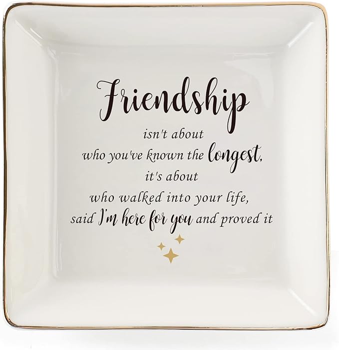 HOME SMILE Friendship Ring Dish　Decorative Tray-Friendship is not about who you've known the longest-Birthday Day Gifts for Betie,BFF-Sentimental Inspirational Gift for Cheer Up Women,Her