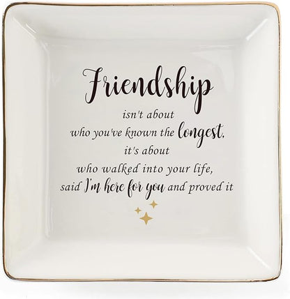 HOME SMILE Friendship Ring Dish　Decorative Tray-Friendship is not about who you've known the longest-Birthday Day Gifts for Betie,BFF-Sentimental Inspirational Gift for Cheer Up Women,Her