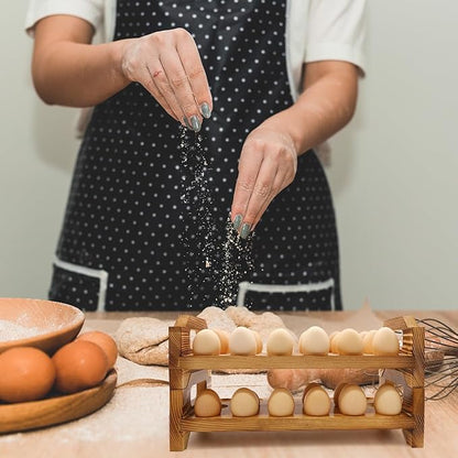 Wooden Egg Holder Countertop, Stackable Egg Storage Trays for 36 Fresh Chicken Deviled Egg Organizer Rustic Kitchen Decoration, Egg Container Rack, set of 2 pieces