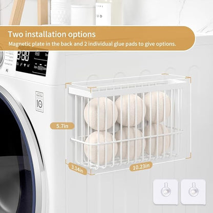 Magnetic Dryer Ball Holder for Laundry Room Organization and Storage, Magnetic Lint Bin for Laundry Room, Iron Dryer Ball Container for Laundry Room Storage (No Balls)