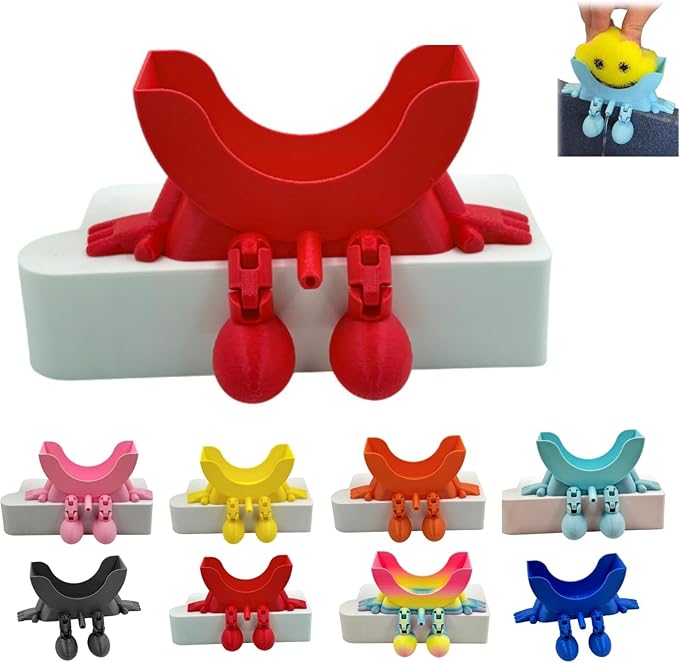Sponge Holder for Scrub with Drainage, Smiley Sponge Holder for Sink, Keeps Your Sponge Dry, Smiling 3D Printed Holder Funny Sponges Holder for Daddy & Mummy, Kitchen Countertop Sink Draining (H#)