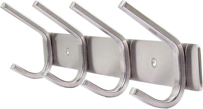 WEBI C-CBG04 Heavy Duty Stainless Steel 304 Hook Rail Coat Rack with 4 Hooks, Satin Finish, Great Home Storage & Organization for Bedroom, Bathroom, Foyers, Hallways