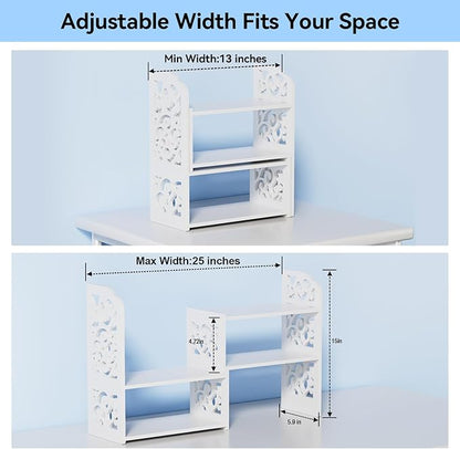 YGYQZ Desk Shelves Desktop Orgnizer Shelf-White Office Organization for Top of Adjustable Desk Organizers and Corner Bookshelf Table Top Shelving Small Hutch Decorations for Women Office