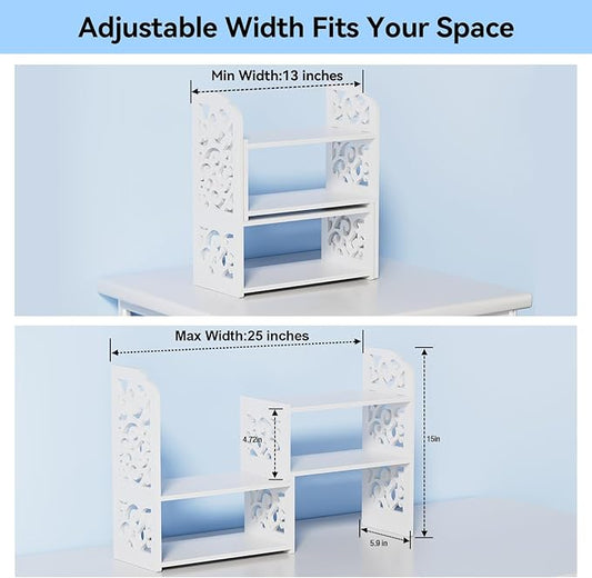 YGYQZ Desk Shelves Desktop Orgnizer Shelf-White Office Organization for Top of Adjustable Desk Organizers and Corner Bookshelf Table Top Shelving Small Hutch Decorations for Women Office