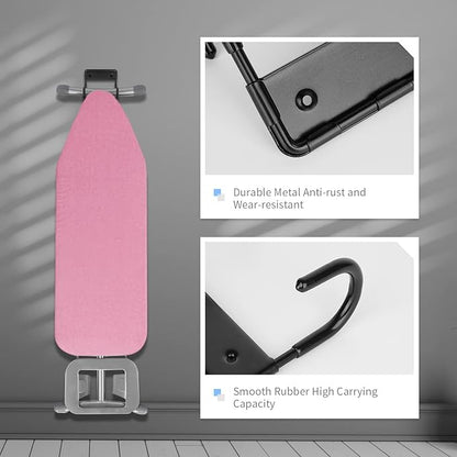 BiJun Ironing Board Holder Wall Mount, Ironing Board Hanger with 5 Inch Length, Iron Board Hook Wall Mount for Laundry Rooms (Black)