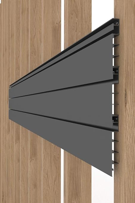 Proslat Garage Storage PVC Slatwall Panels - 2 Packs of 8 ft. x 4 ft. Sections (20 Single slats which Make up 64 sq.ft Once Installed) (Charcoal) (Dark Gray)
