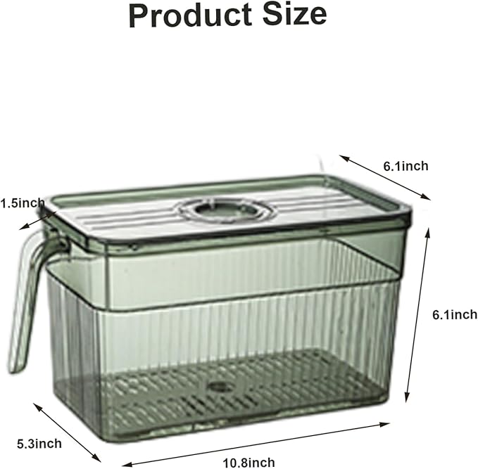 Fruit Storage Containers For Fridge, Fridge Organizer, Set of 3 Transparent Refrigerator Food Storage Box Stackable with Lid and Handle, Fruit Vegetable Containers for Kitchen