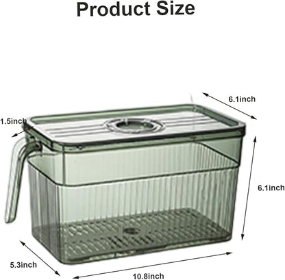 Fruit Storage Containers For Fridge, Fridge Organizer, Set of 3 Transparent Refrigerator Food Storage Box Stackable with Lid and Handle, Fruit Vegetable Containers for Kitchen