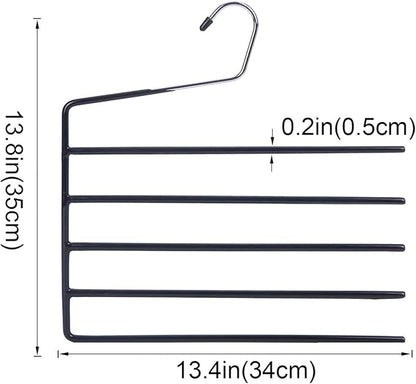 Nature Smile Pants Hangers 3pack, Heavy Duty Multi Layers Space Saving Slack Hangers,Non Slip 5 Tier Open-Ended Pants Hanger Closet Storage Organizer for Garden Flags Trousers Jeans Scarf