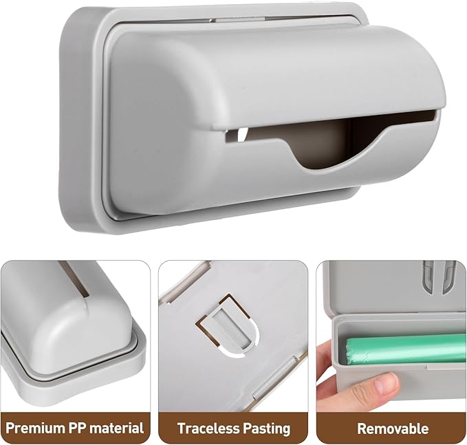 Gatuida 3pcs Wall Mount Trash Bag Containers, Adhesive Garbage Bag Box, Plastic Bags Storage for Kitchen Bathroom (Random Color)