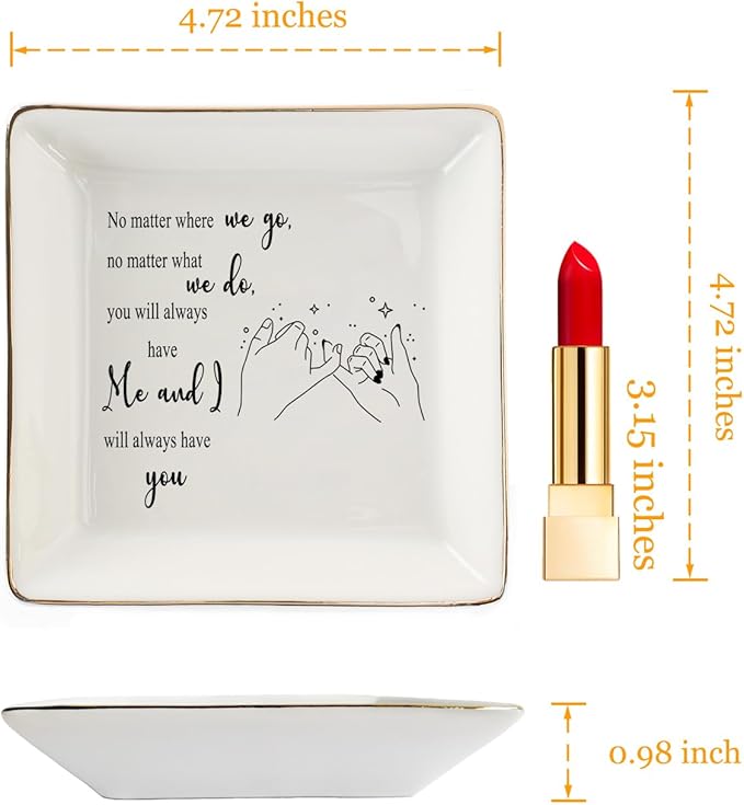 HOME SMILE Long Distance Friendship Gifts- Bestie Gifts for Women Ring Dish Jewelry Tray-Gifts for Friends Sister Birthday Going Away Galentine's Day