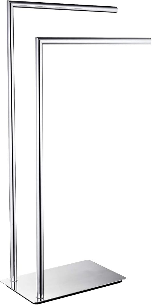 Freestanding Double Towel Racks Bathroom Accessories Towel Holder Stand on Floor Brass Chrome