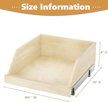 Pull Out Cabinet Organizer, Slide Out Wood Drawer Shelf, Pull Out Drawers for Cabinets, 8" High Beveled Pull Out Organizers for Kitchen Pantry, 19½" W×21" D