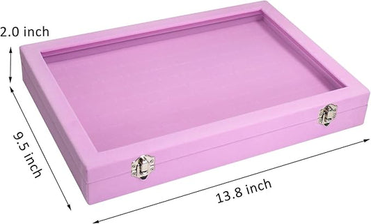 Rings Organizer Tray 100 Slot Velvet Rings Earring Storage Box TranSparent Cover Jewelry Store Ring Display Box Jewelry Display Cabinet for Girl Wife Mother.
