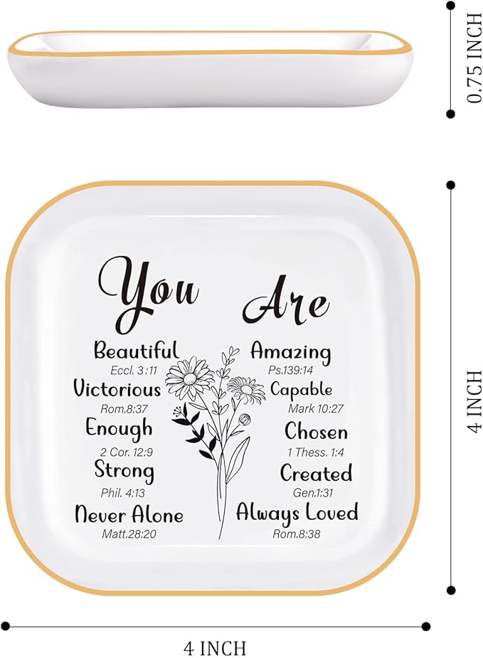 Christian Bible Verse Jewelry Dish for Women: Inspirational Religious Gifts for Birthdays & Mother's Day