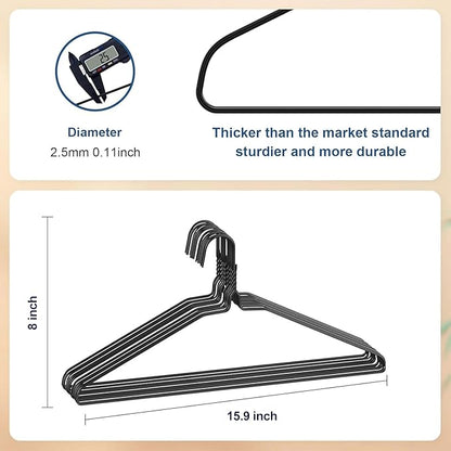 SPECILITE Wire Metal Clothes Hangers Bulk 100 Pack for Standard Size Suits, Coats, Shirts, Pants, Skirts, Space Saving, Non Slip,16 Inch 12 Gauge Ultra Thin, Black