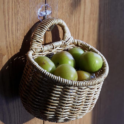 Cabilock Kitchen Hanging Storage Basket for Garlic and Vegetables Woven Wall Organizer for Home Practical Sundries Container Light