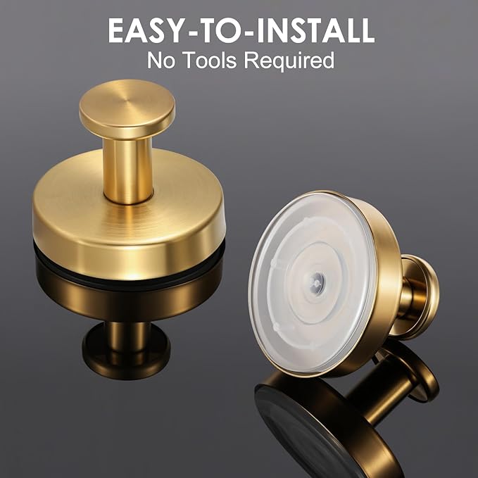 PZTO Suction Cup Hooks:Metal Hanger,for Galss Window Door & Tile Wall,Shower Bathroom Towel Holder Hanging Hook, 2 Pack (Antique Gold)