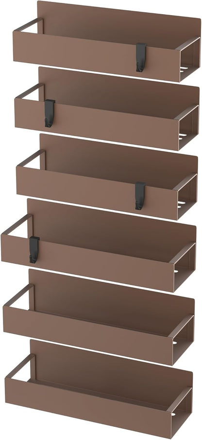 6 Pack Magnetic Spice Storage Rack Organizer for Refrigerator and Oven, Bronze Fridge Organizers and Storage