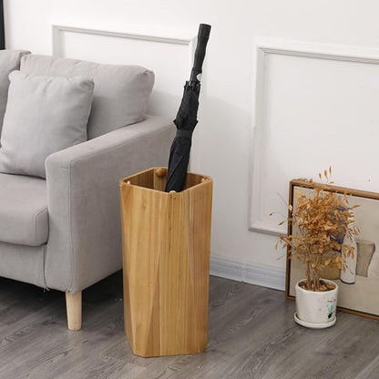 Wooden Umbrella Holder for Indoor Entryway,tall Large Capacity Umbrella Storage stand With drain tray,For Hotel,Offices,home,Commercial(Wood)
