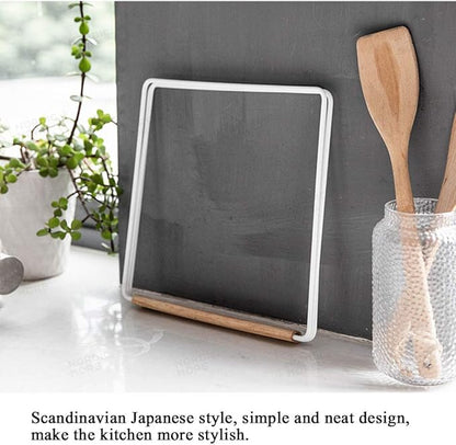 Home Kitchen Countertop Dishcloth Drying Rack, 3 Arms Folding Dishcloth Holder, Hand Towel Stand Rack, White Dishcloth Storage Rack Size 10.83 x 0.98 x 9.84 Inch (White Folding Rag Rack)