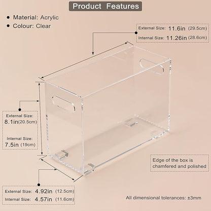 Crystal Clear Acrylic Magazine Holder,Space Saving Magazine Rack, Book Basket, Storage Organizer Bin for Living Room, Bathroom, Home Office, Newspapers