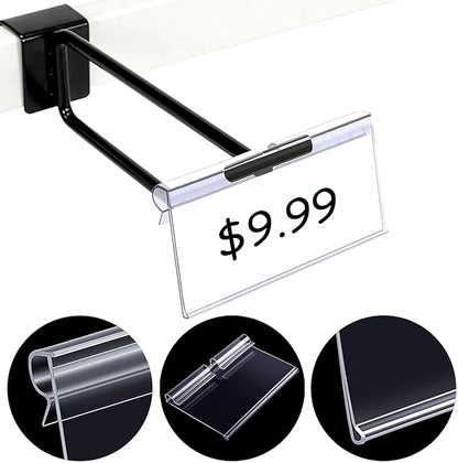 50PCS Basket Bin Labels Clip On,Clear Plastic Wire Shelf Price Tags,Labels for Storage Bins,Merchandise Sign Display Holder,50PCS Paper Inserts Included(Size:3.54x1.57inch/9x4cm)