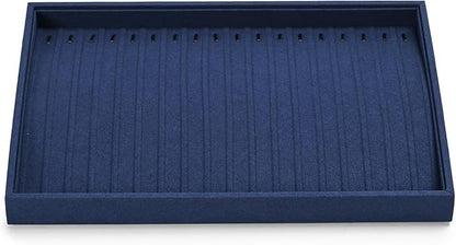 Microfiber Jewelry Trays 16 Slots Necklace Tray Necklace Bracelet Display Tray Jewelry Drawer Organizer Tray Necklace Holder for Necklace,Bracelets,Watch Storage(Blue)