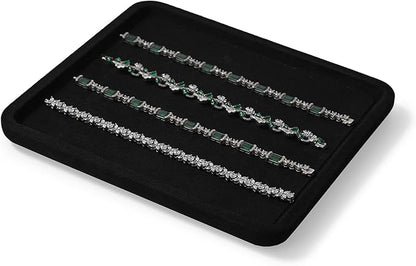 Woodten Microfiber Jewelry Display Flat Tray for Rings Earrings Necklace Bracelet, Jewelry Photograph Display Catchall Organizer Tray Dish(M,Black)