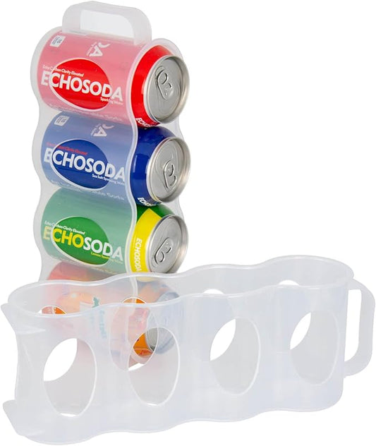 ChasBete Portable Soda Can Organizer for Refrigerator Shelf, Beer Can Holder, Fridge Storage Sliding Rack, Clear Plastic 2 Pack