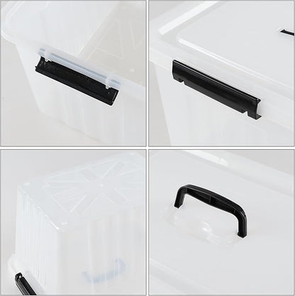 18 L 4 Packs Plastic Storage Bins with latching Lids and Handles, Clear Stackable Container Boxes