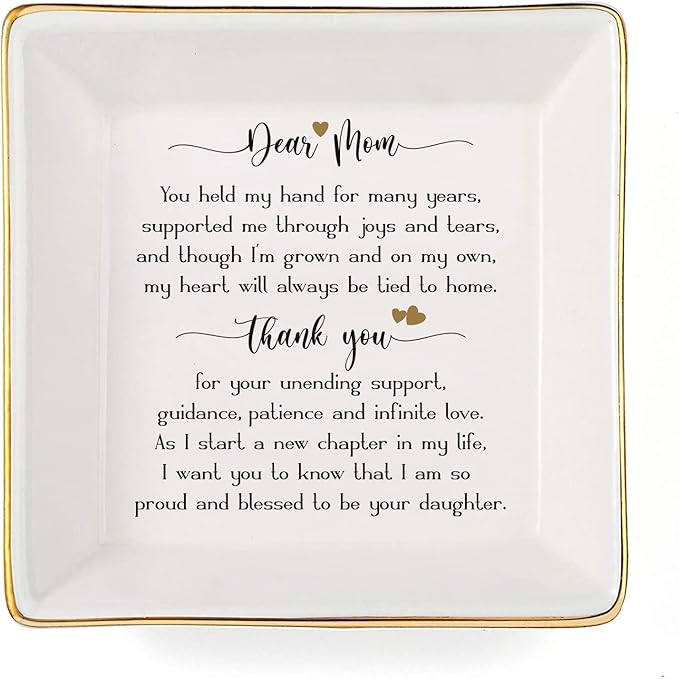JOYIMARR Mother of Bride Gifts from Daughter,Jewelry Holder Ring Dish Organizer,Wedding Gifts for Mom - You Held My Hand for Many Years