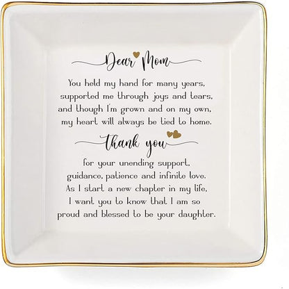JOYIMARR Mother of Bride Gifts from Daughter,Jewelry Holder Ring Dish Organizer,Wedding Gifts for Mom - You Held My Hand for Many Years